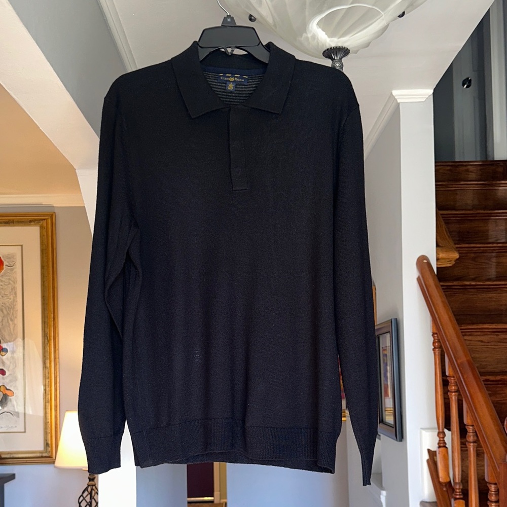 🌺 Club Room Merino Wool Collared Sweater Sz L